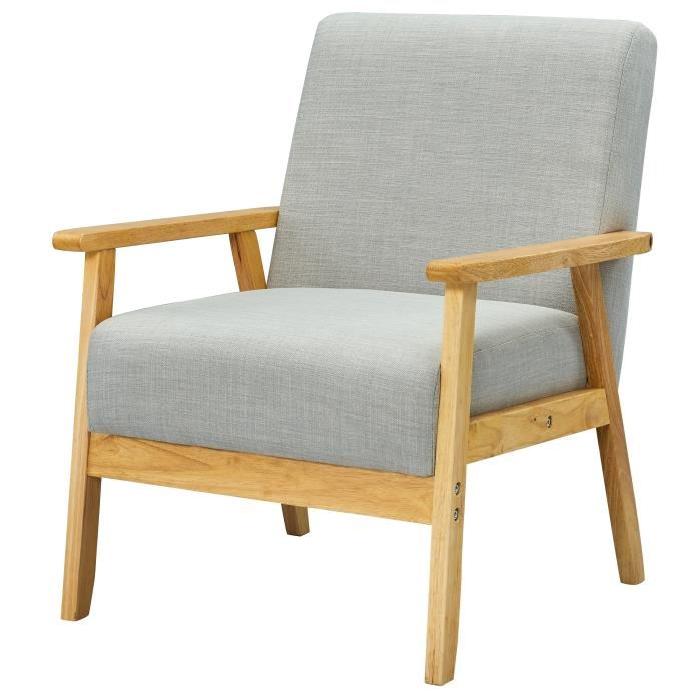 ELVI Fauteuil - Tissu polyester gris - Scandinave - L 64 x P 68 cm