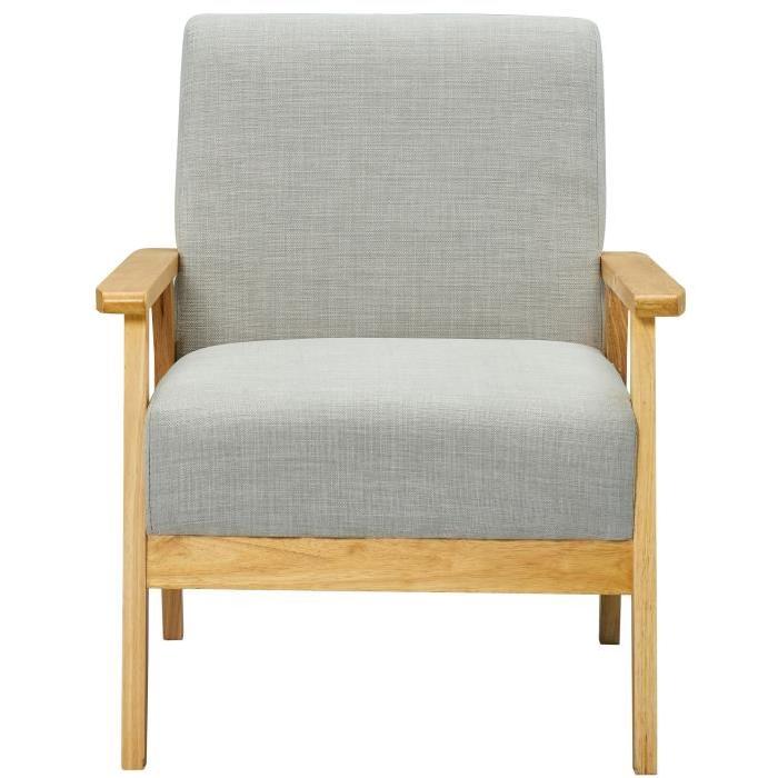 ELVI Fauteuil - Tissu polyester gris - Scandinave - L 64 x P 68 cm