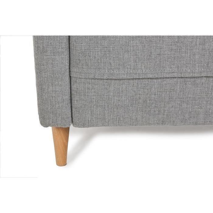 FINLANDEK Fauteuil scandinave TUUKA pieds en bois massif - Tissu Loneta et Inari - Noir et gris clair - L68xP69 cm