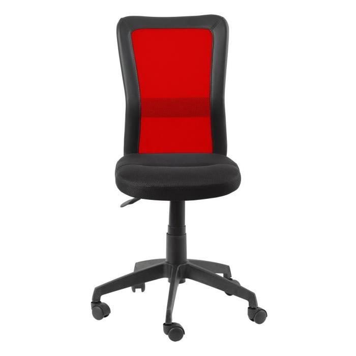 GILL Chaise de bureau - Tissu noir et rouge - Contemporain - L 55 x P 56 cm