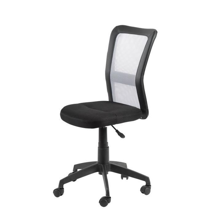 GILL Chaise de bureau - Tissu noir et blanc - Contemporain - L 55 x P 56 cm