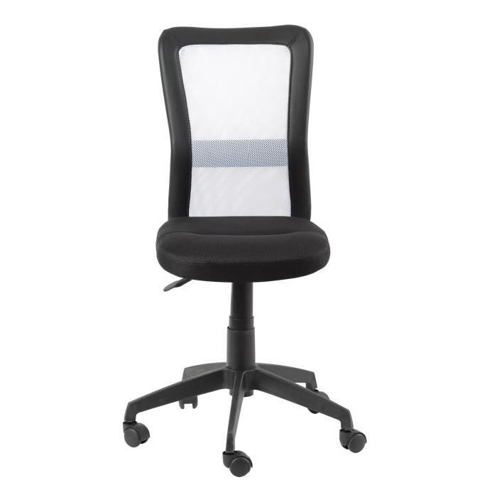 GILL Chaise de bureau - Tissu noir et blanc - Contemporain - L 55 x P 56 cm