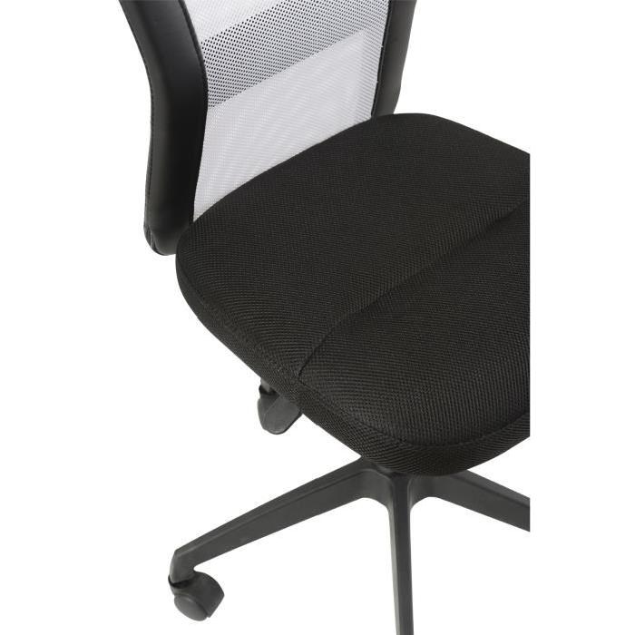 GILL Chaise de bureau - Tissu noir et blanc - Contemporain - L 55 x P 56 cm