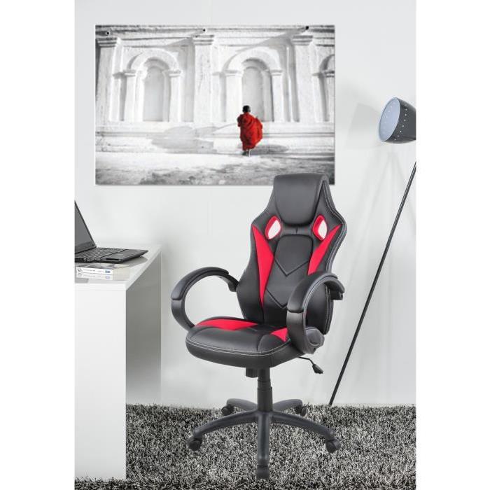 HAMILTON Fauteuil de bureau baquet noir et rouge