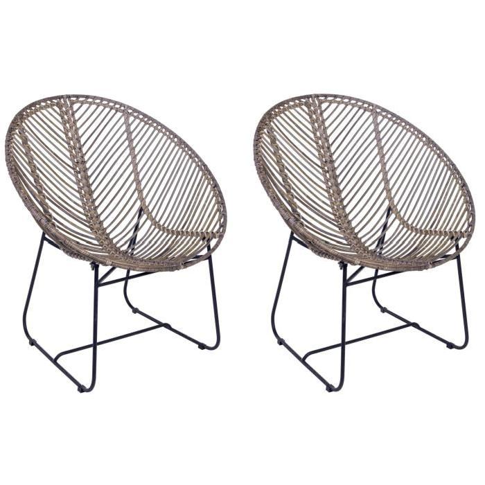 MARYANN Lot de 2 fauteuils gris - L 70 cm x P 63 cm