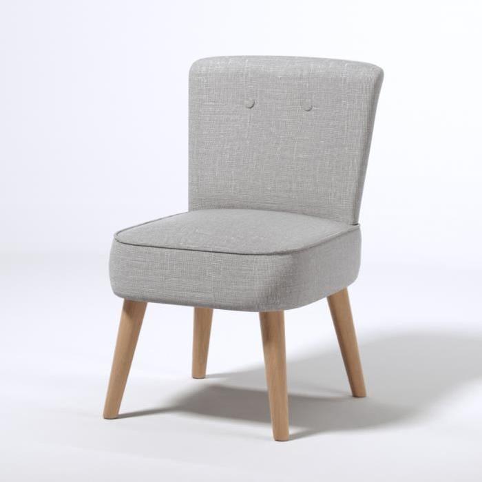 MONA Fauteuil design scandinave effet lin Gris en polyester