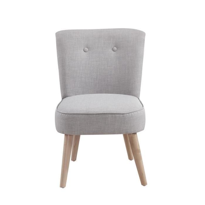 MONA Fauteuil design scandinave effet lin Gris en polyester