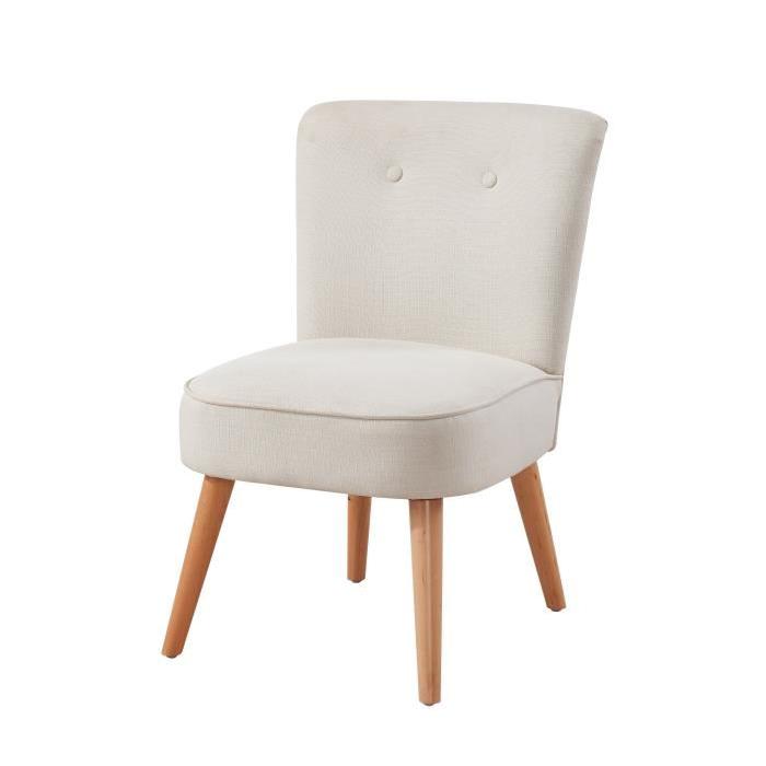 MONA Fauteuil design scandinave effet lin Ivoire en polyester