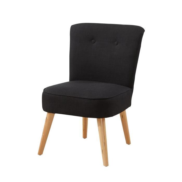 MONA Fauteuil design scandinave effet lin Noir en polyester