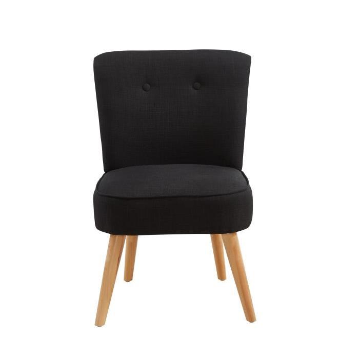 MONA Fauteuil design scandinave effet lin Noir en polyester