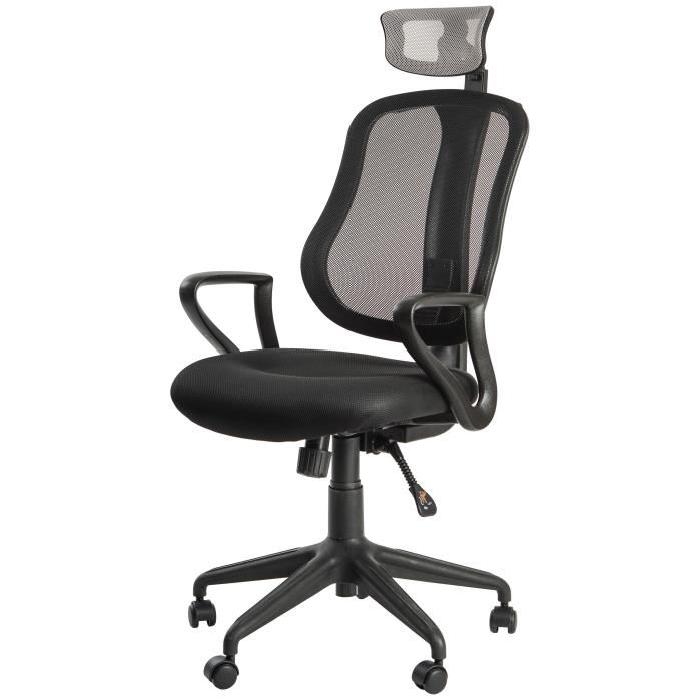 NORTON Fauteuil de bureau - Tissu noir et gris - Contemporain - L 59 x P 67 cm