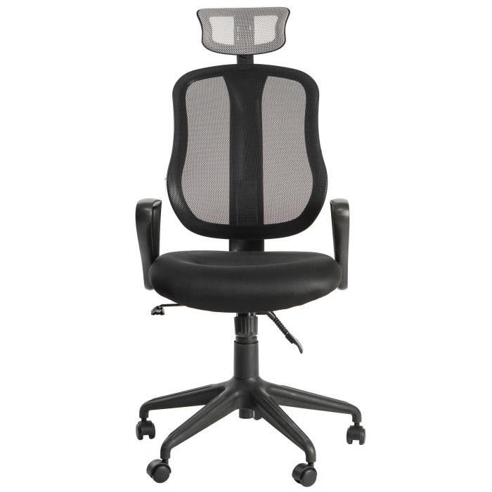 NORTON Fauteuil de bureau - Tissu noir et gris - Contemporain - L 59 x P 67 cm