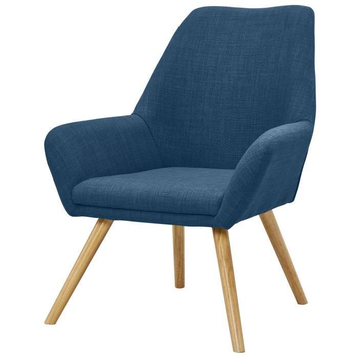 OLGA Fauteuil - Tissu polyester bleu - Scandinave - L 72 x P 71 cm