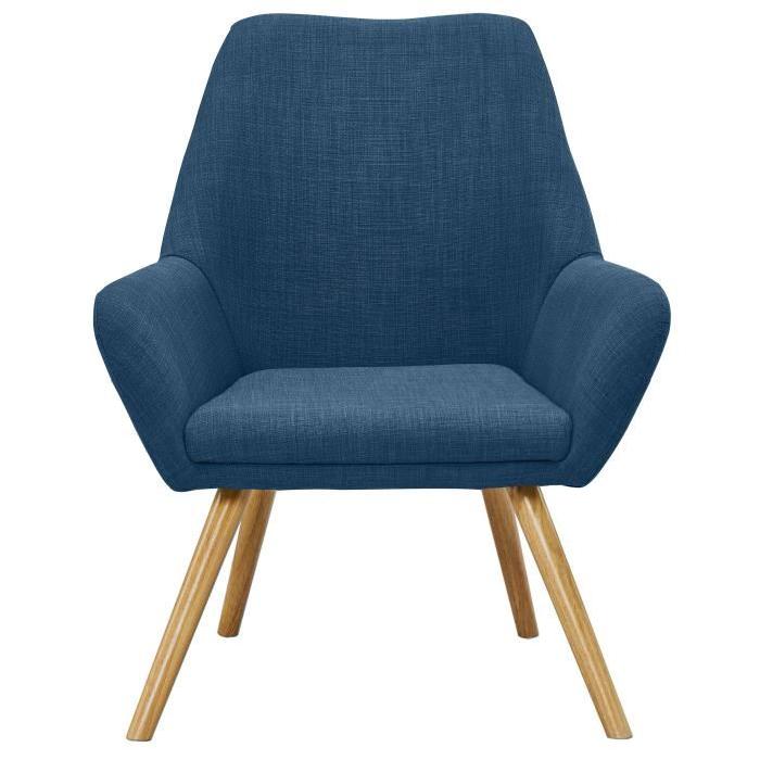 OLGA Fauteuil - Tissu polyester bleu - Scandinave - L 72 x P 71 cm