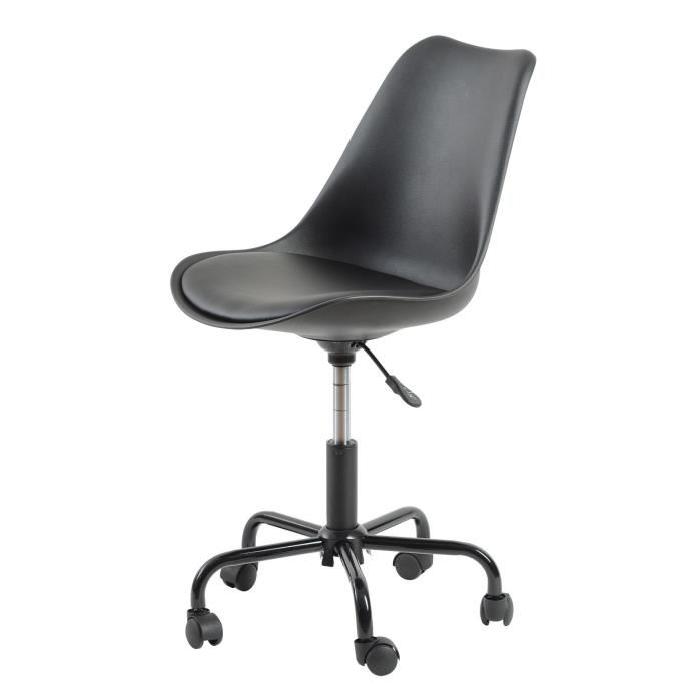 PALMER Chaise de bureau - Simili PU noir - Contemporain - L 37 x P 58,5 cm