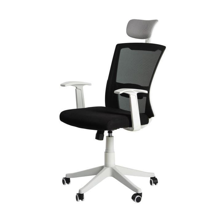 SMART Fauteuil de bureau - Tissu noir et blanc - Contemporain - L 63 x P 62 cm