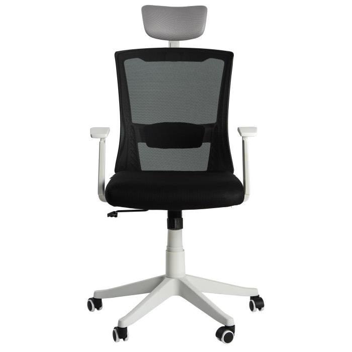 SMART Fauteuil de bureau - Tissu noir et blanc - Contemporain - L 63 x P 62 cm