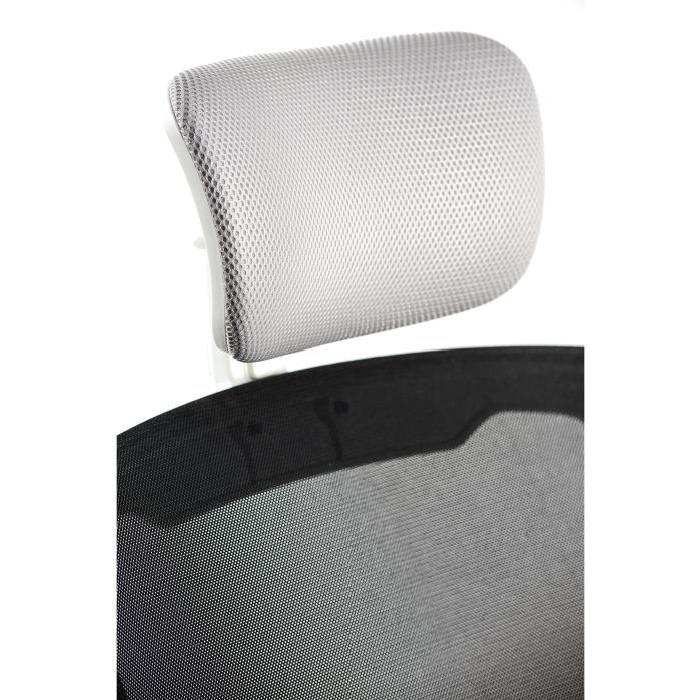 SMART Fauteuil de bureau - Tissu noir et blanc - Contemporain - L 63 x P 62 cm