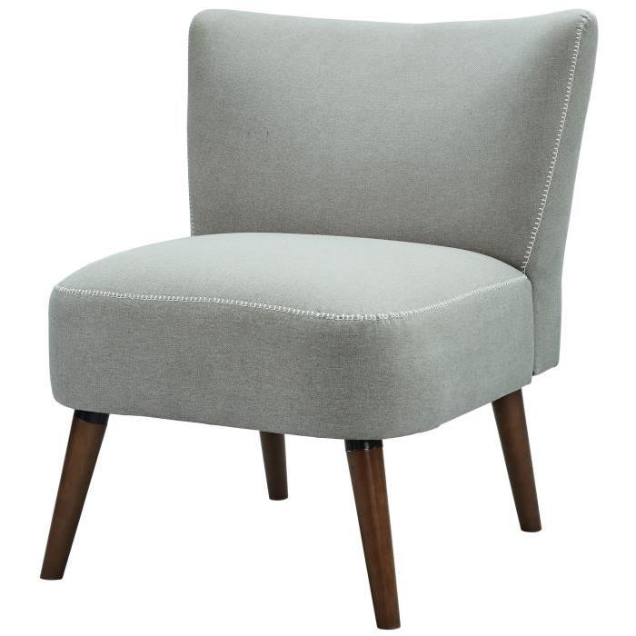 TYLER Fauteuil en bois massif - Tissu gris - Style scandinave - L 77 x P 69 cm