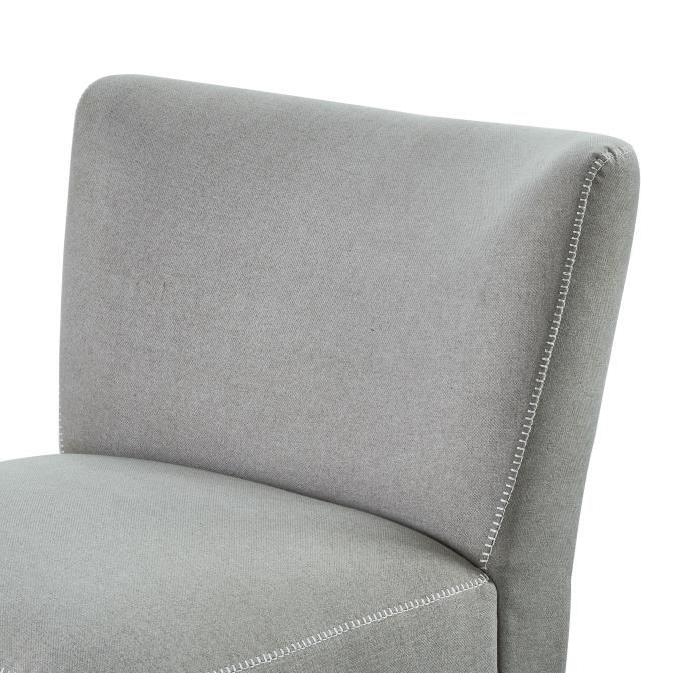 TYLER Fauteuil en bois massif - Tissu gris - Style scandinave - L 77 x P 69 cm