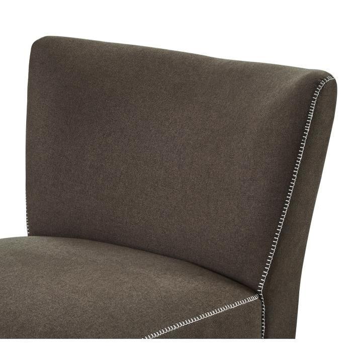 TYLER Fauteuil en bois massif - Tissu gris et bronze - Style scandinave - L 77 x P 69 cm