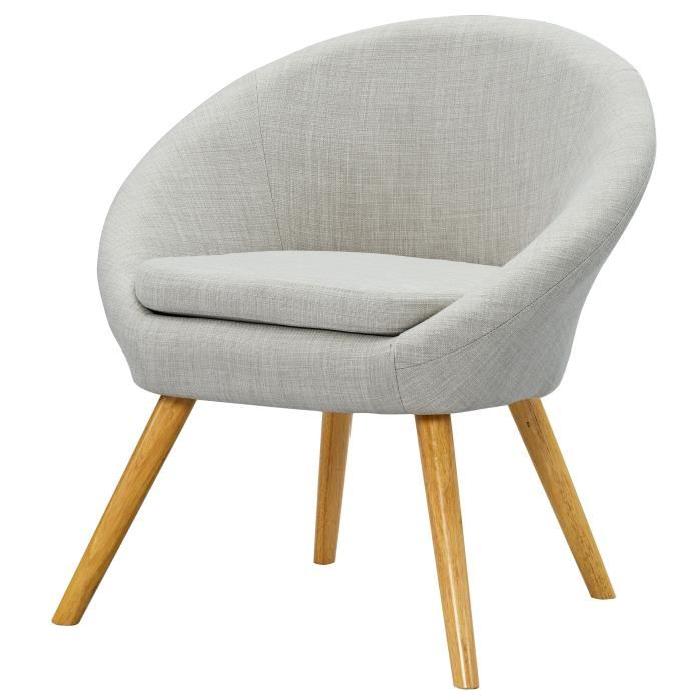 ULLA Fauteuil - Tissu polyester gris - Scandinave - L 71 x P 55 cm