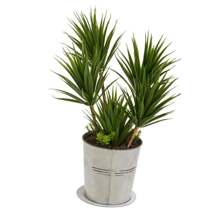 Plante artificielle Yucca - Pot en zinc- Hauteur 38 cm