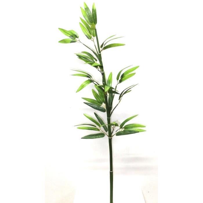 Tige de Bamboo fine artificielle avec feuilles - Hauteur 115 cm