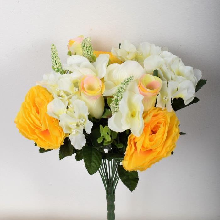 FLOW Bouquet de fleurs artificielles 40 cm jaune
