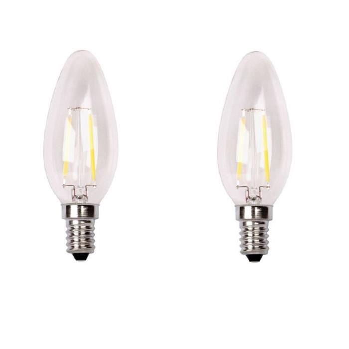 XQ-LITE Lot de 2 ampoules LED filament E14 flamme 2 W équivalent a 20 W