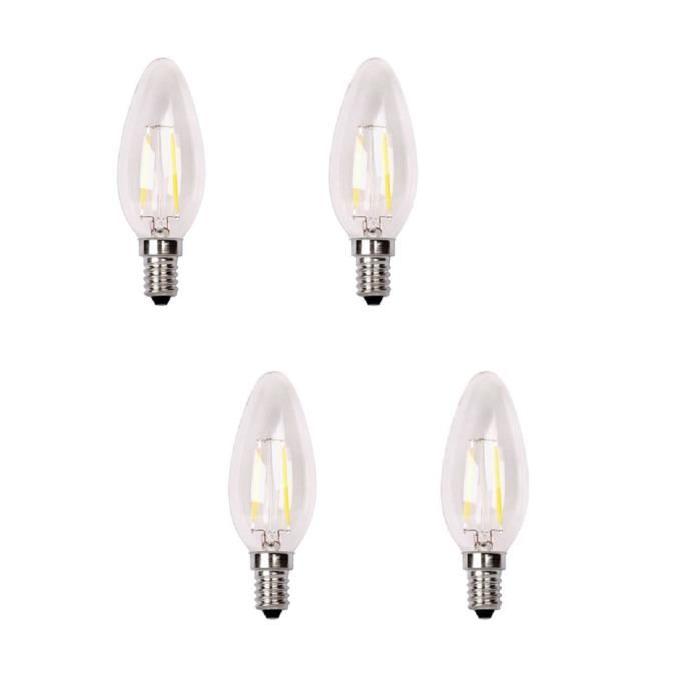 XQ-LITE Lot de 4 ampoules LED filament E14 flamme 2 W équivalent a 20 W