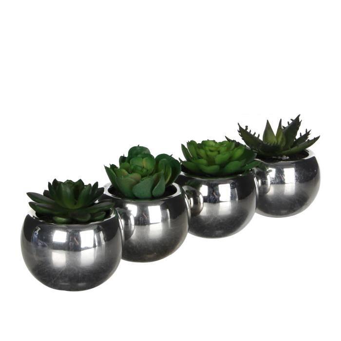 MICA DECORATIONS Lot de 4 Plantes artificielles Succulent