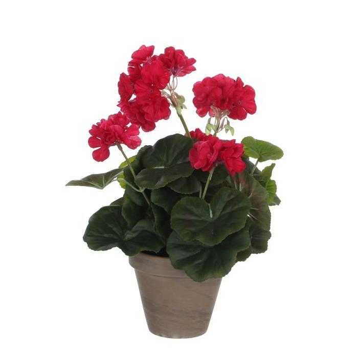 MICA DECORATIONS Lot de 2 Geranium Rose en pot - Gris