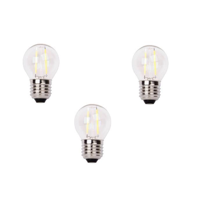 XQ-LITE Lot de 3 ampoules LED filament LED globe E27 2 W équivalent a 20 W