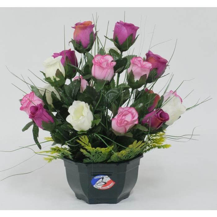 Fleur artificielle Coupe de boutons de Roses multicolores - 3 tons Mauve