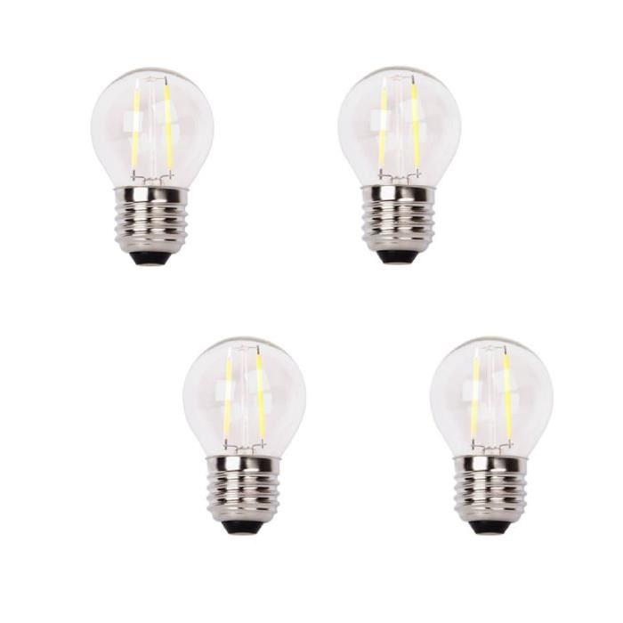 XQ-LITE Lot de 4 ampoules LED filament LED globe E27 2 W équivalent a 20 W