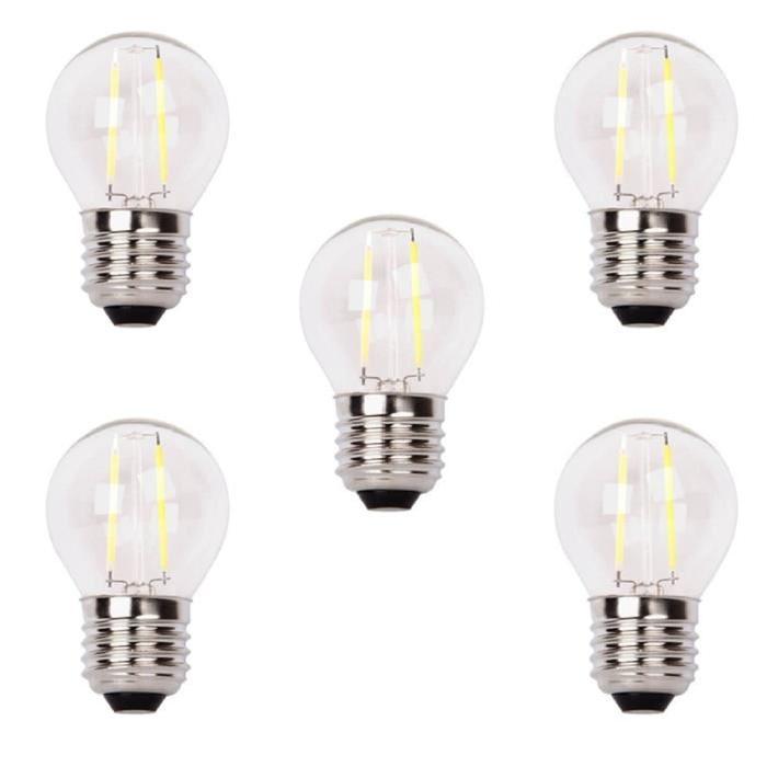 XQ-LITE Lot de 5 ampoules LED filament LED globe E27 2 W équivalent a 20 W