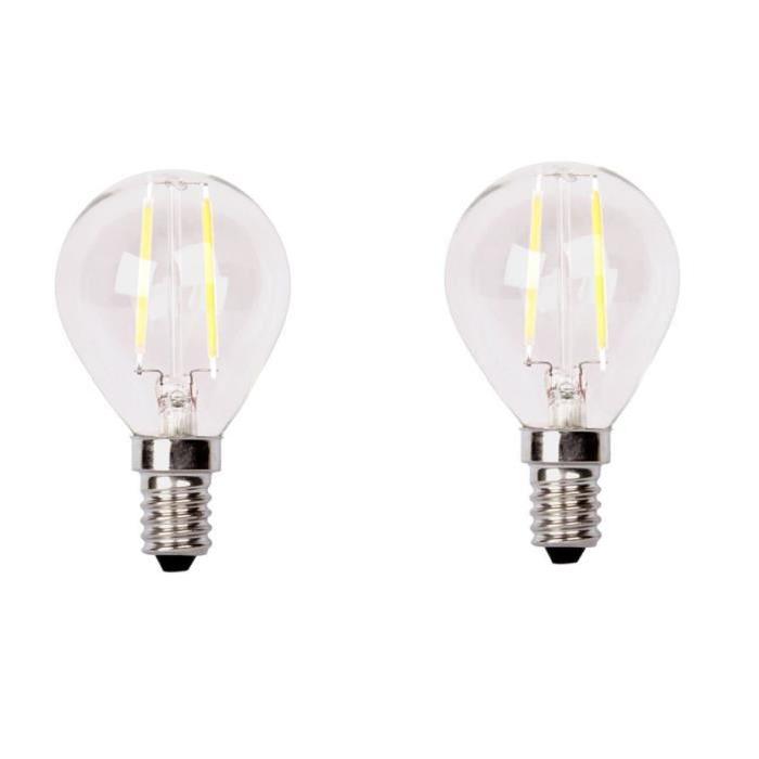 XQ-LITE Lot de 2 ampoules LED filament E14 globe 2 W équivalent a 20 W