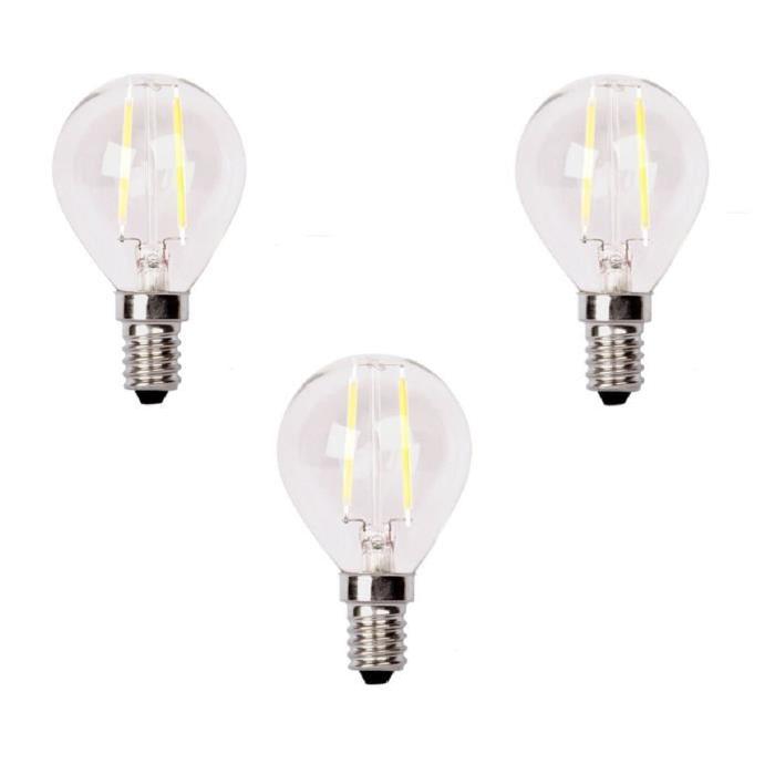 XQ-LITE Lot de 3 ampoules LED filament E14 globe 2 W équivalent a 20 W