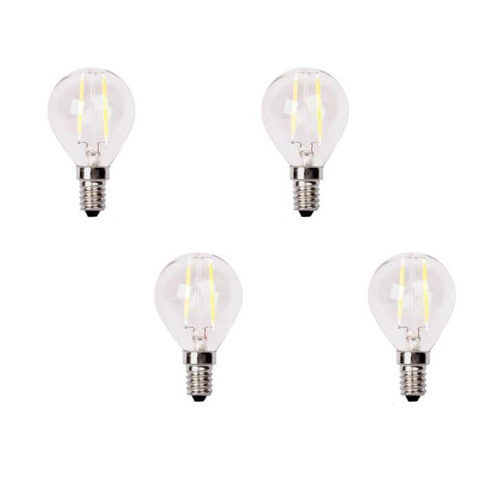 XQ-LITE Lot de 4 ampoules LED filament E14 globe 2 W équivalent a 20 W