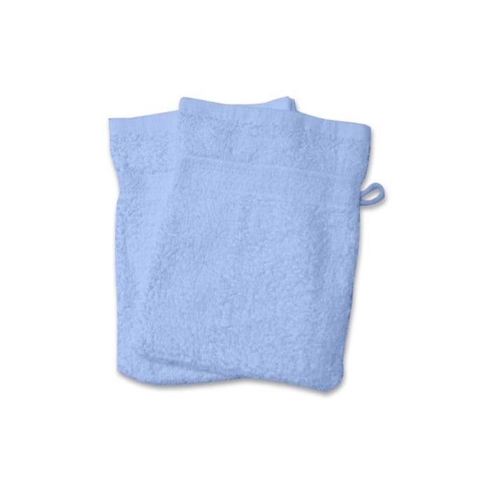 SOLEIL D'OCRE Lot de 2 gants de toilette 100% Coton 550gr/m˛ DOUCEUR Bleu