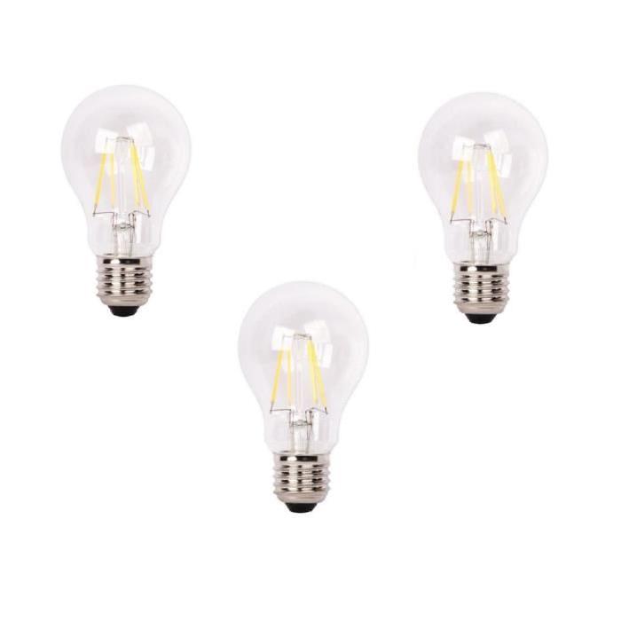 XQ-LITE Lot de 3 ampoules LED filament LED globe E27 4 W équivalent a 37 W