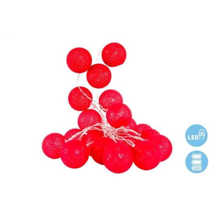 Guirlande de Noël intérieure Boules Rouge en coton 6x300 cm