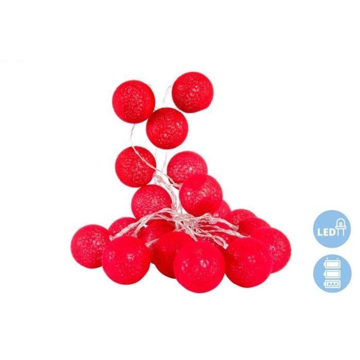 Guirlande de Noël intérieure Boules Rouge en coton 6x450 cm