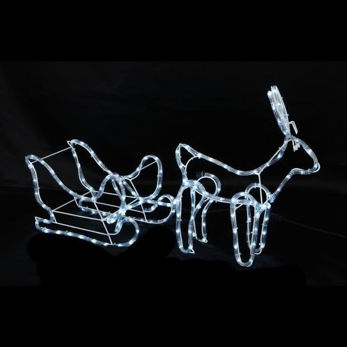 Figurine de Noël : Renne avec traineau lumineux blanc