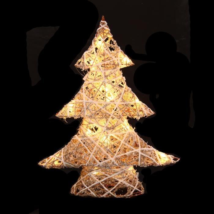 Figurine de Noël Silhouette Sapin de Noël lumineuse Blanc 48 cm