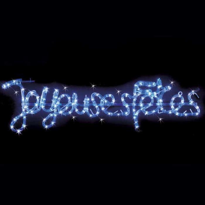 Décoration de Noel Ecritures Joyeuses fetes lumineux Bleu 100 cm