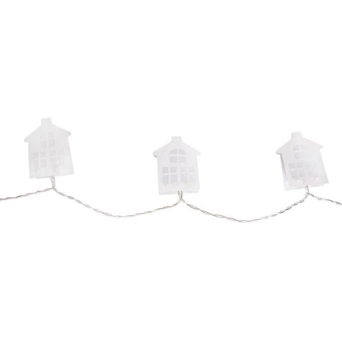 Guirlande de Noël lumineuse intérieure Maisons Blanc en PVC L 120 cm