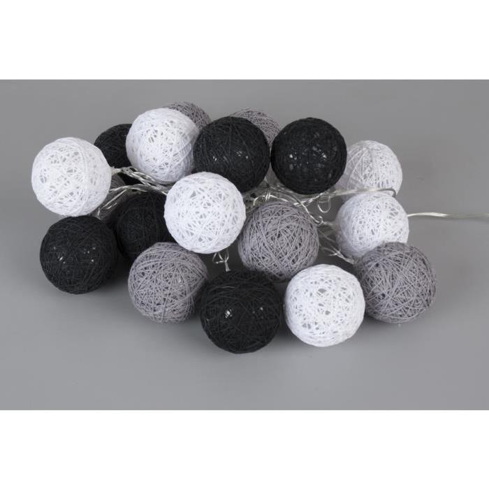 Guirlande lumineuse LED Bubble 20 boules 3 m noir, gris et blanc