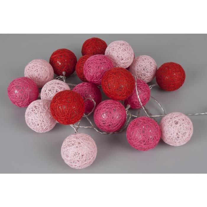 Guirlande lumineuse LED Bubble 20 boules 3 m rouge, fuchsia et rose